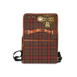 ScotsTee Shop Scottish Hepburn Clan Tartan Canvas Bag Golden Thistle and Celtic Cross Personalize Your Name Bag