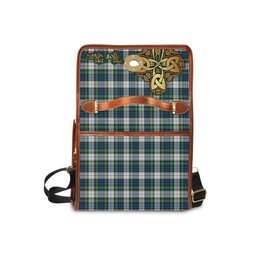 ScotsTee Shop Scottish Gordon Dress Ancient Clan Tartan Canvas Bag Golden Thistle and Celtic Cross Personalize Your Name Bag