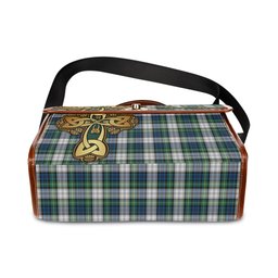 ScotsTee Shop Scottish Gordon Dress Ancient Clan Tartan Canvas Bag Golden Thistle and Celtic Cross Personalize Your Name Bag