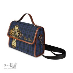 ScotsTee Shop Scottish Hope (Vere - Weir) Clan Tartan Canvas Bag Golden Thistle and Celtic Cross Personalize Your Name Bag