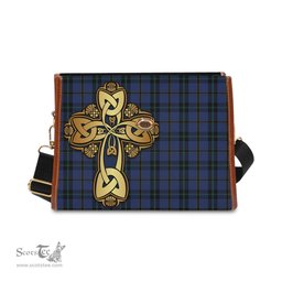 ScotsTee Shop Scottish Hope (Vere - Weir) Clan Tartan Canvas Bag Golden Thistle and Celtic Cross Personalize Your Name Bag