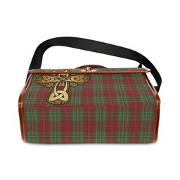 ScotsTee Shop Scottish Leask Clan Tartan Canvas Bag Golden Thistle and Celtic Cross Personalize Your Name Bag