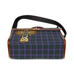 ScotsTee Shop Scottish Hunter Modern Clan Tartan Canvas Bag Golden Thistle and Celtic Cross Personalize Your Name Bag