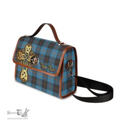 ScotsTee Shop Scottish Garden Clan Tartan Canvas Bag Golden Thistle and Celtic Cross Personalize Your Name Bag