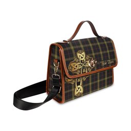 ScotsTee Shop Scottish Gwynn Clan Tartan Canvas Bag Golden Thistle and Celtic Cross Personalize Your Name Bag