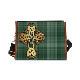 ScotsTee Shop Scottish Gayre Dress Clan Tartan Canvas Bag Golden Thistle and Celtic Cross Personalize Your Name Bag
