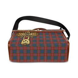 ScotsTee Shop Scottish Fraser Ancient Clan Tartan Canvas Bag Golden Thistle and Celtic Cross Personalize Your Name Bag