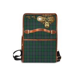 ScotsTee Shop Scottish Hope Vere Clan Tartan Canvas Bag Golden Thistle and Celtic Cross Personalize Your Name Bag