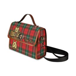 ScotsTee Shop Scottish Gartshore Clan Tartan Canvas Bag Golden Thistle and Celtic Cross Personalize Your Name Bag