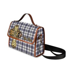 ScotsTee Shop Scottish Hannay Modern Clan Tartan Canvas Bag Golden Thistle and Celtic Cross Personalize Your Name Bag