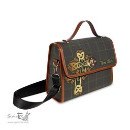ScotsTee Shop Scottish Hall Clan Tartan Canvas Bag Golden Thistle and Celtic Cross Personalize Your Name Bag