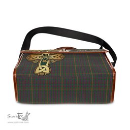 ScotsTee Shop Scottish Hall Clan Tartan Canvas Bag Golden Thistle and Celtic Cross Personalize Your Name Bag