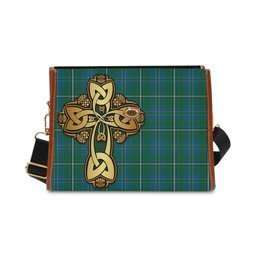 ScotsTee Shop Scottish Hay Hunting Clan Tartan Canvas Bag Golden Thistle and Celtic Cross Personalize Your Name Bag