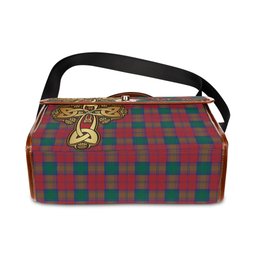 ScotsTee Shop Scottish Lindsay Modern Clan Tartan Canvas Bag Golden Thistle and Celtic Cross Personalize Your Name Bag
