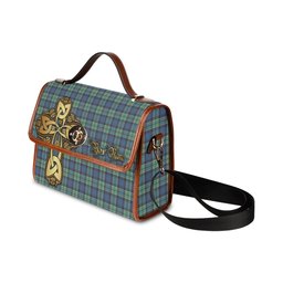 ScotsTee Shop Scottish Leslie Hunting Ancient Clan Tartan Canvas Bag Golden Thistle and Celtic Cross Personalize Your Name Bag