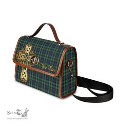 ScotsTee Shop Scottish Graham of Montrose Clan Tartan Canvas Bag Golden Thistle and Celtic Cross Personalize Your Name Bag