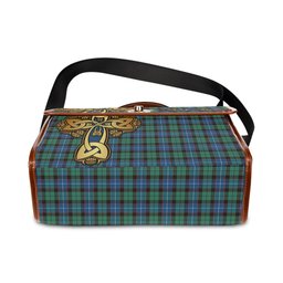 ScotsTee Shop Scottish Hunter Ancient Clan Tartan Canvas Bag Golden Thistle and Celtic Cross Personalize Your Name Bag