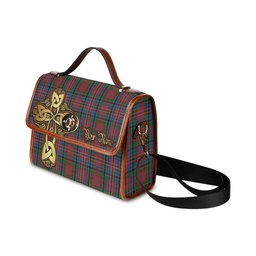 ScotsTee Shop Scottish Kidd Clan Tartan Canvas Bag Golden Thistle and Celtic Cross Personalize Your Name Bag