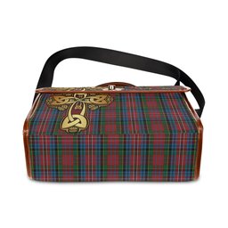 ScotsTee Shop Scottish Kidd Clan Tartan Canvas Bag Golden Thistle and Celtic Cross Personalize Your Name Bag