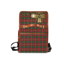 ScotsTee Shop Scottish Fullerton Clan Tartan Canvas Bag Golden Thistle and Celtic Cross Personalize Your Name Bag