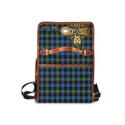 ScotsTee Shop Scottish Guthrie Ancient Clan Tartan Canvas Bag Golden Thistle and Celtic Cross Personalize Your Name Bag