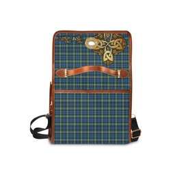 ScotsTee Shop Scottish Lamont Ancient Clan Tartan Canvas Bag Golden Thistle and Celtic Cross Personalize Your Name Bag