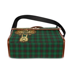 ScotsTee Shop Scottish Ged Clan Tartan Canvas Bag Golden Thistle and Celtic Cross Personalize Your Name Bag