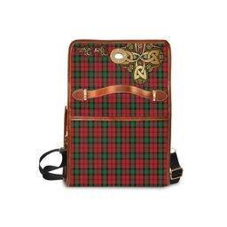 ScotsTee Shop Scottish Kerr Clan Tartan Canvas Bag Golden Thistle and Celtic Cross Personalize Your Name Bag