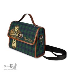 ScotsTee Shop Scottish Keith Modern Clan Tartan Canvas Bag Golden Thistle and Celtic Cross Personalize Your Name Bag