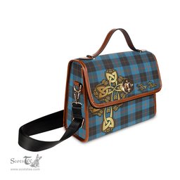 ScotsTee Shop Scottish Horsburgh Clan Tartan Canvas Bag Golden Thistle and Celtic Cross Personalize Your Name Bag