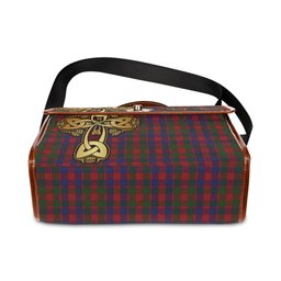 ScotsTee Shop Scottish Gow Clan Tartan Canvas Bag Golden Thistle and Celtic Cross Personalize Your Name Bag