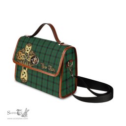 ScotsTee Shop Scottish Kincaid Clan Tartan Canvas Bag Golden Thistle and Celtic Cross Personalize Your Name Bag