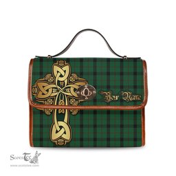 ScotsTee Shop Scottish Kincaid Clan Tartan Canvas Bag Golden Thistle and Celtic Cross Personalize Your Name Bag