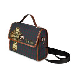ScotsTee Shop Scottish Jardine Dress Clan Tartan Canvas Bag Golden Thistle and Celtic Cross Personalize Your Name Bag
