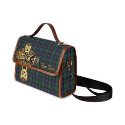 ScotsTee Shop Scottish MacCallum Clan Tartan Canvas Bag Golden Thistle and Celtic Cross Personalize Your Name Bag