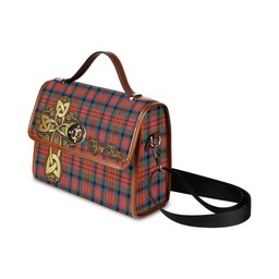 ScotsTee Shop Scottish MacDuff Ancient Clan Tartan Canvas Bag Golden Thistle and Celtic Cross Personalize Your Name Bag