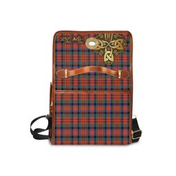 ScotsTee Shop Scottish MacDuff Ancient Clan Tartan Canvas Bag Golden Thistle and Celtic Cross Personalize Your Name Bag