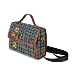 ScotsTee Shop Scottish MacDonald Ancient Clan Tartan Canvas Bag Golden Thistle and Celtic Cross Personalize Your Name Bag