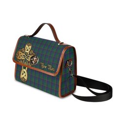 ScotsTee Shop Scottish Lowry Clan Tartan Canvas Bag Golden Thistle and Celtic Cross Personalize Your Name Bag