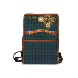 ScotsTee Shop Scottish Lowry Clan Tartan Canvas Bag Golden Thistle and Celtic Cross Personalize Your Name Bag