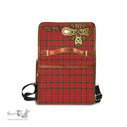 ScotsTee Shop Scottish MacDonell of Keppoch Modern Clan Tartan Canvas Bag Golden Thistle and Celtic Cross Personalize Your Name Bag