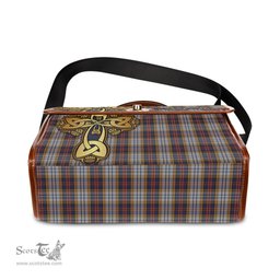 ScotsTee Shop Scottish MacInnes Ancient Hunting Clan Tartan Canvas Bag Golden Thistle and Celtic Cross Personalize Your Name Bag