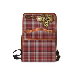ScotsTee Shop Scottish MacDougall Dress Clan Tartan Canvas Bag Golden Thistle and Celtic Cross Personalize Your Name Bag