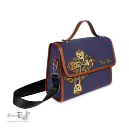 ScotsTee Shop Scottish Lynch Clan Tartan Canvas Bag Golden Thistle and Celtic Cross Personalize Your Name Bag