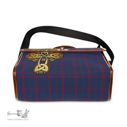 ScotsTee Shop Scottish Lynch Clan Tartan Canvas Bag Golden Thistle and Celtic Cross Personalize Your Name Bag