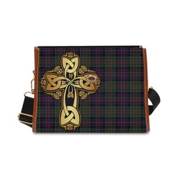 ScotsTee Shop Scottish MacDonald of Clan Ranald Clan Tartan Canvas Bag Golden Thistle and Celtic Cross Personalize Your Name Bag