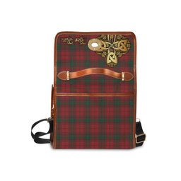 ScotsTee Shop Scottish MacDougall Clan Tartan Canvas Bag Golden Thistle and Celtic Cross Personalize Your Name Bag