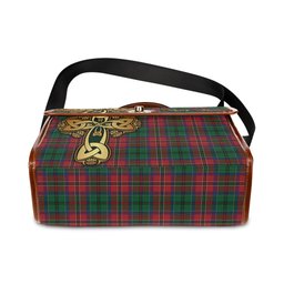 ScotsTee Shop Scottish MacCulloch Clan Tartan Canvas Bag Golden Thistle and Celtic Cross Personalize Your Name Bag
