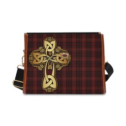 ScotsTee Shop Scottish MacIan Clan Tartan Canvas Bag Golden Thistle and Celtic Cross Personalize Your Name Bag