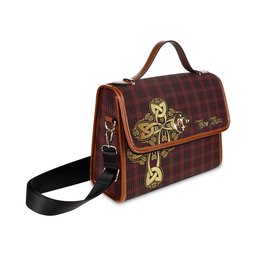 ScotsTee Shop Scottish MacIan Clan Tartan Canvas Bag Golden Thistle and Celtic Cross Personalize Your Name Bag